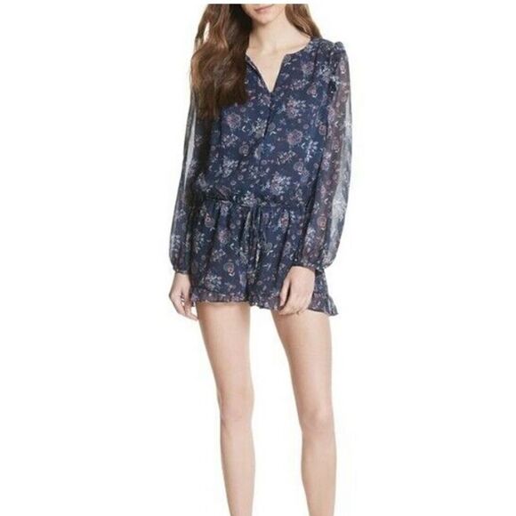 NWT MSRP $368 Joie Silk Cherita Floral Print Split Neck Romper - Picture 6 of 12